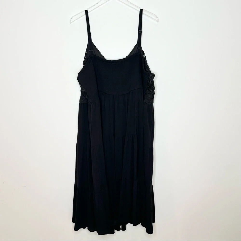 Torrid Midi Crinkle Gauze Lace Bodice Sleeveless Dress Deep Black Size 4 NWT - Picture 6 of 10